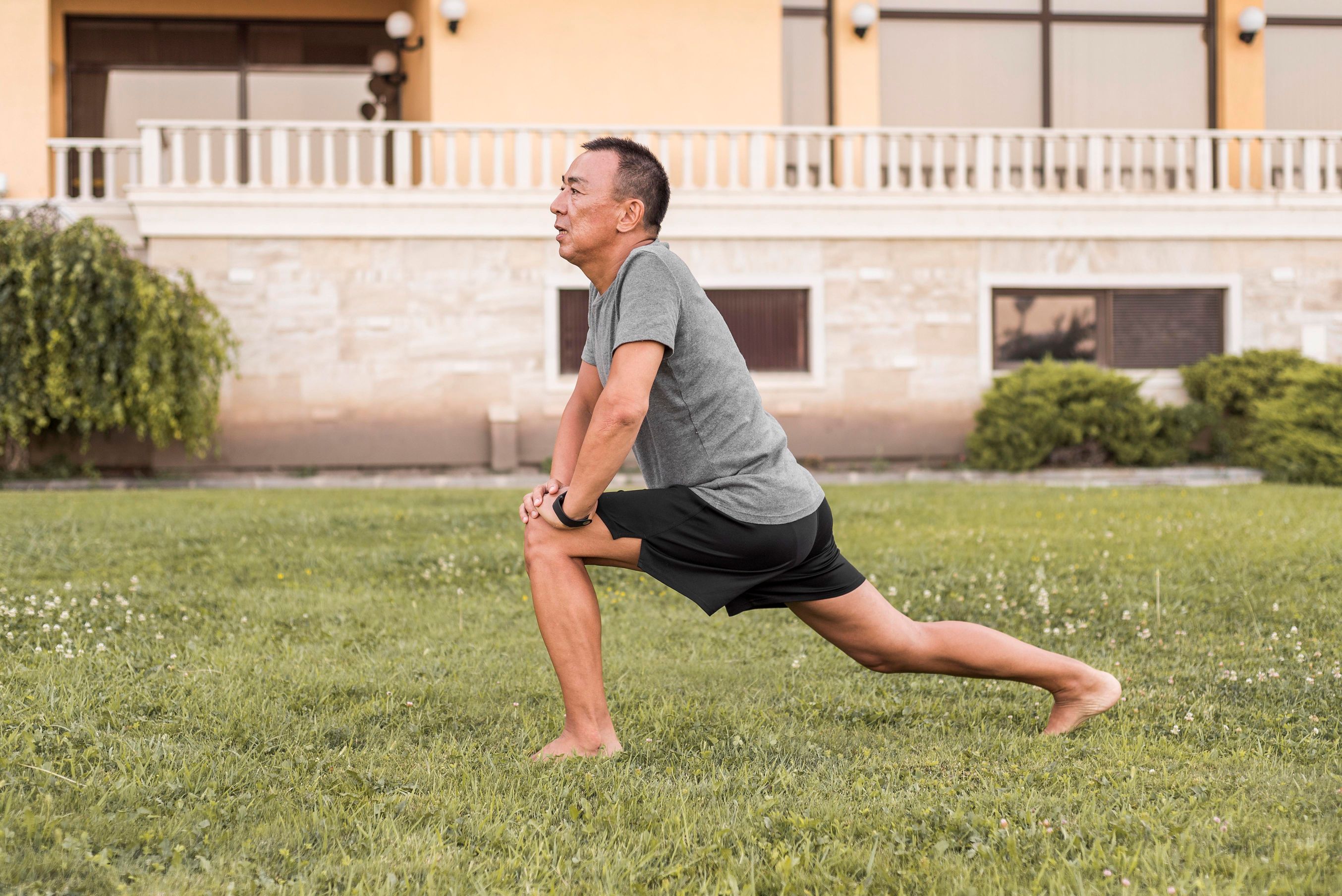 man doing stretching exercise